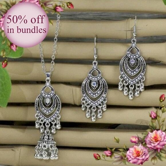 3pcs/set Rhinestone Decor
Jhumka Jewelry Set - Picture 1 of 16